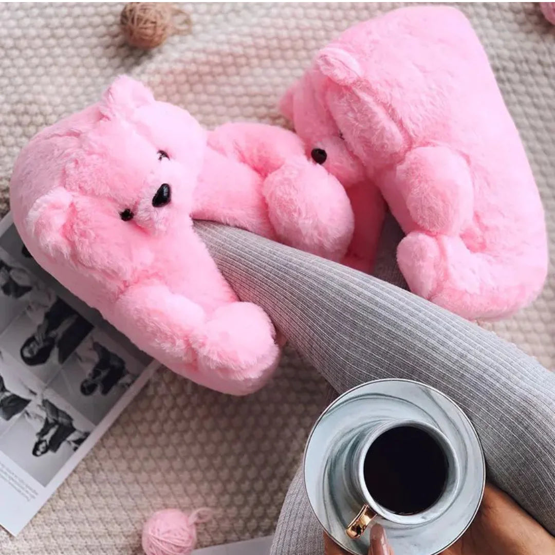 Cute Colorful Teddy Slippers - ThriveAuraOutlet