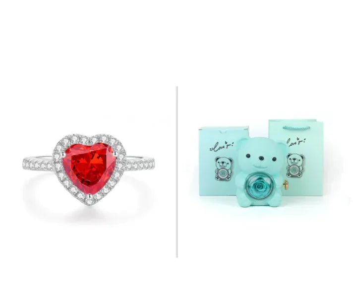 Eternal Rose Teddy Bear Gift Box with Necklace - ThriveAuraOutlet