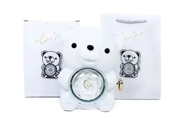 Eternal Rose Teddy Bear Gift Box with Necklace - ThriveAuraOutlet