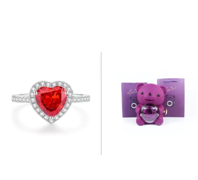 Eternal Rose Teddy Bear Gift Box with Necklace - ThriveAuraOutlet