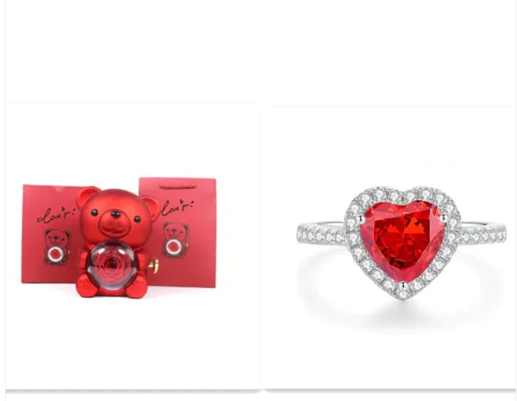 Eternal Rose Teddy Bear Gift Box with Necklace - ThriveAuraOutlet