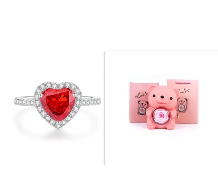 Eternal Rose Teddy Bear Gift Box with Necklace - ThriveAuraOutlet