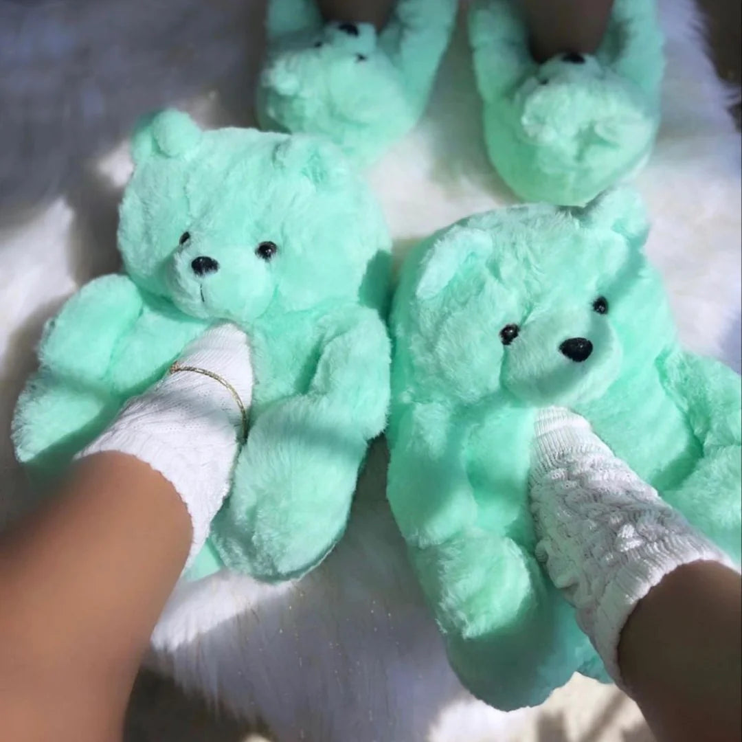 Cute Colorful Teddy Slippers - ThriveAuraOutlet