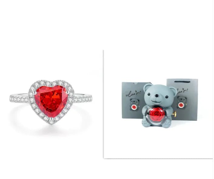 Eternal Rose Teddy Bear Gift Box with Necklace - ThriveAuraOutlet